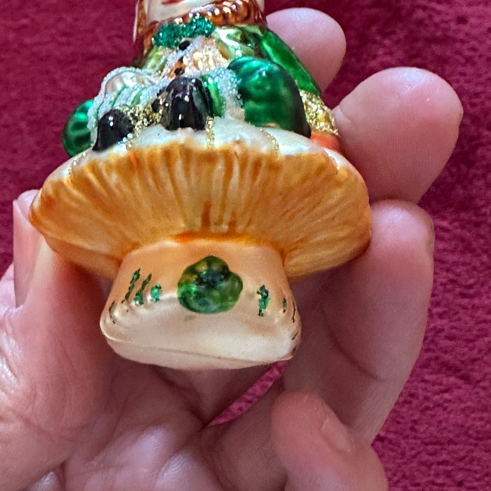 Old World Christmas Leprechaun on Mushroom Glass Ornament Irish St Patricks Day - Picture 5 of 7
